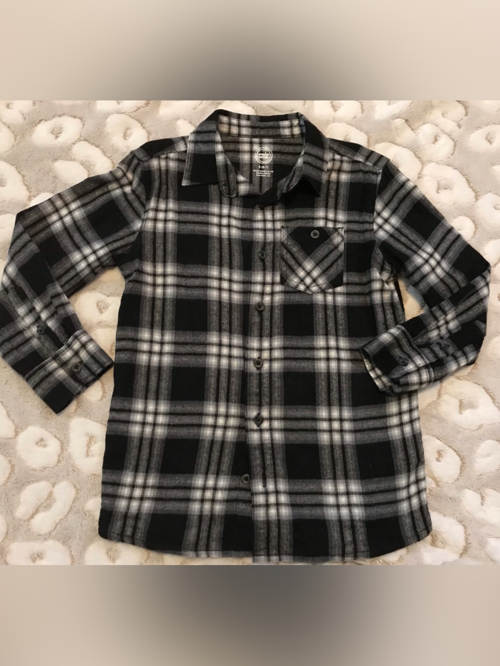 wonder nation Black & Gray Plaid Button-Up Jacket
